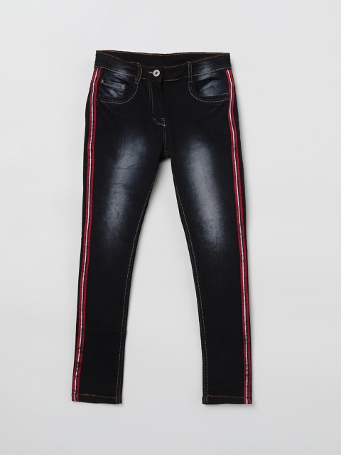 

max Girls Black Slim Fit Mid-Rise Clean Look Stretchable Jeans