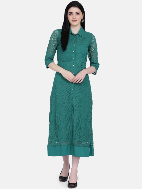 

Eavan Women Green Self Design Maxi Dress