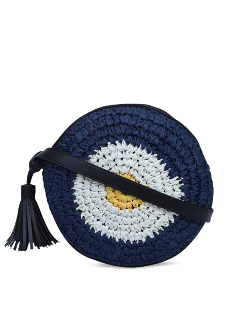 

Diwaah Navy Blue Self Design Handmade Sling Bag