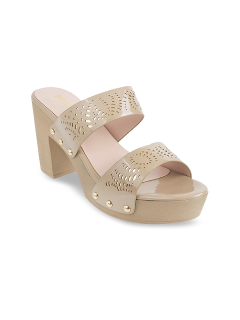 

Mochi Women Beige Woven Design Heels