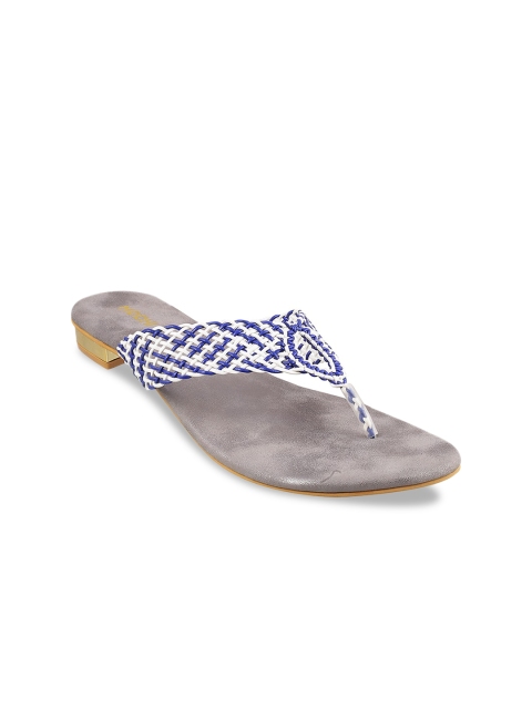 

Mochi Women White Woven Design Open Toe Flats