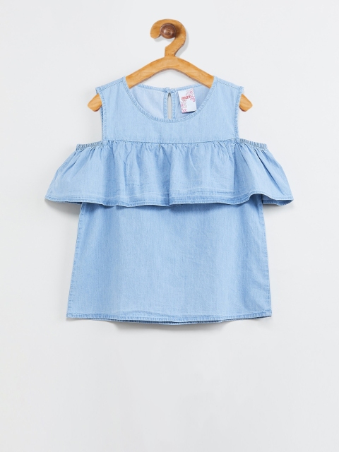

max Girls Blue Solid Top