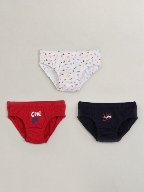 

max Boys Pack Of 3 Printed Basic Briefs S19DIN02, White