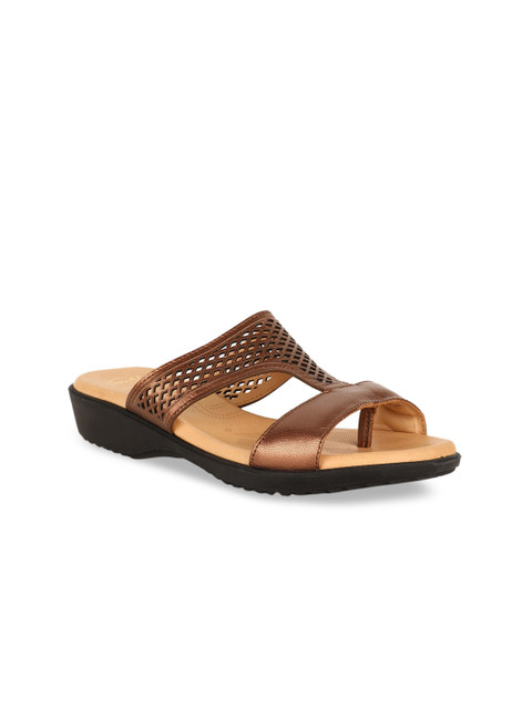 

Scholl Women Brown Solid Leather Open Toe Flats