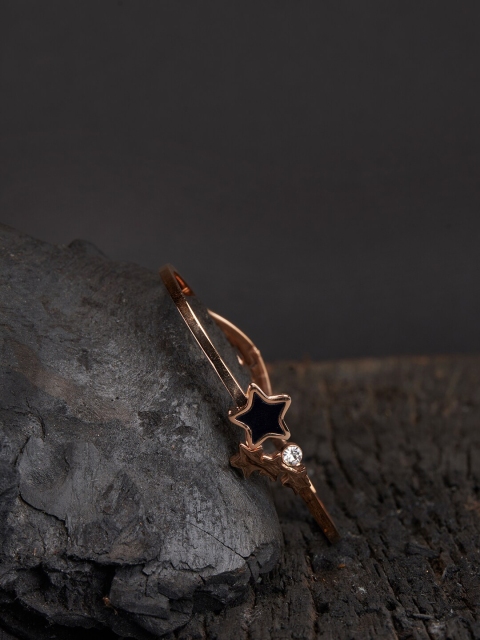 

ELLE Rose Gold-Plated Black CZ Studded Handcrafted Bangle-Style Bracelet