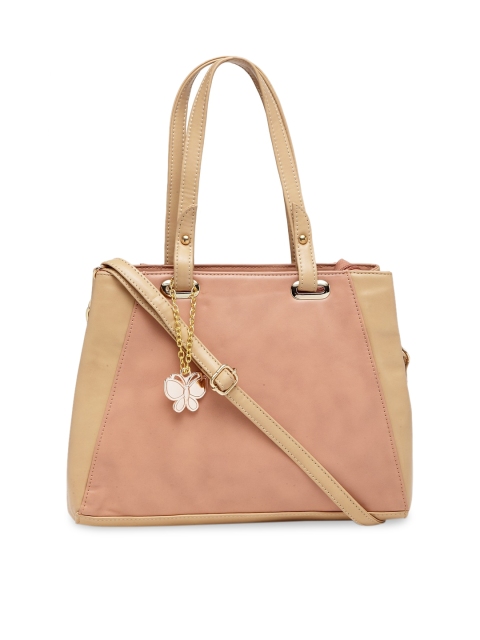 

Butterflies Peach-Coloured & Beige Colourblocked Handheld Bag