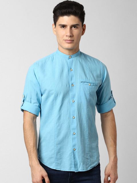 

Peter England Casuals Men Blue Regular Fit Solid Casual Shirt