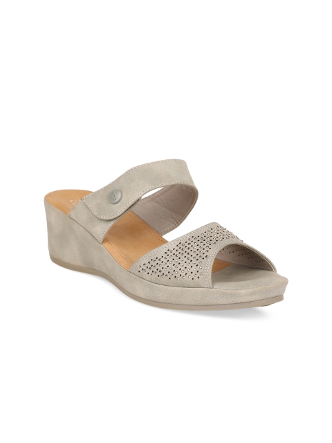 Bata Women Grey Textured Heels