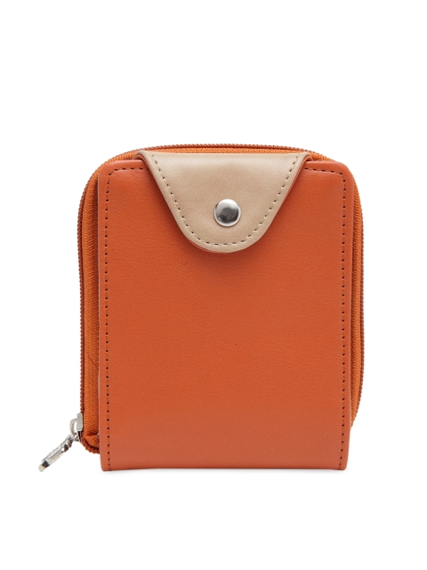 Butterflies Women Orange & Beige Solid Two Fold Wallet