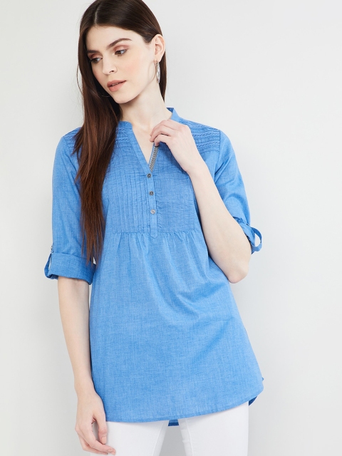 

MAX Textured Pleated Tunic, Blue