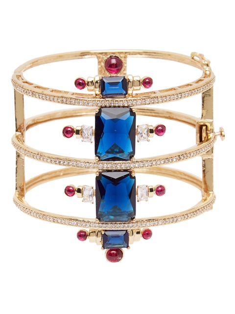 

shaze Brass Gold-Plated & Blue Bangle-Style Bracelet
