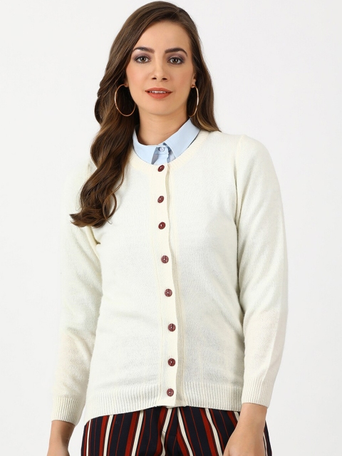 

Monte Carlo Women Cream-Coloured Woolen Cardigan Sweater