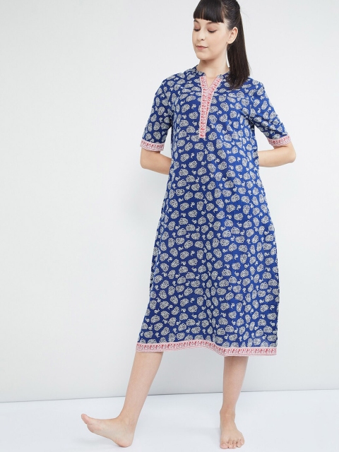 

max Navy Blue Printed Nightdress