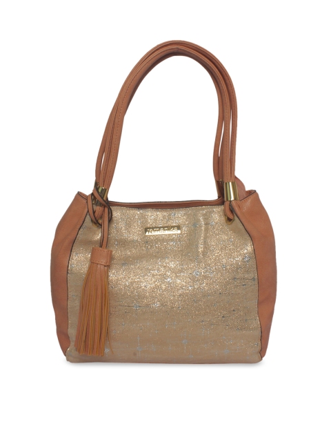 

Remanika Pink & Brown Colourblocked Handheld Bag
