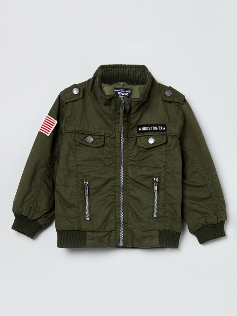 

max Boys Olive Green Solid Bomber Jacket