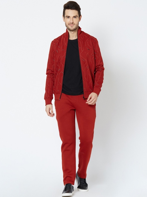 

Sweet Dreams Men Rust Red Printed Tracksuit