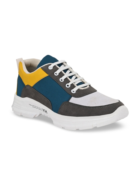 

mr.wonker Men Multicoloured Colourblocked Mesh Mid-Top Sneakers, Multi
