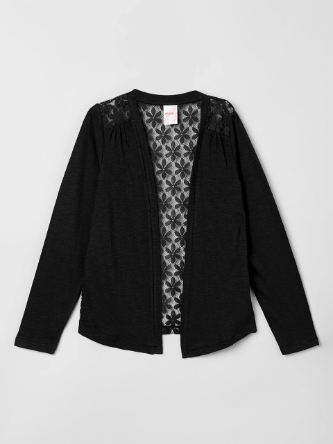 

max Girls Black Solid Open Front Shrug