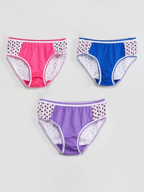 

max Girls Pack of 3 Printed Basic Briefs, Pink