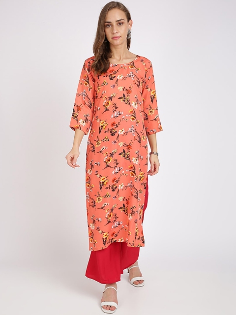 

Silk Bazar Women Peach-Coloured & Red Printed Kurta with Palazzos