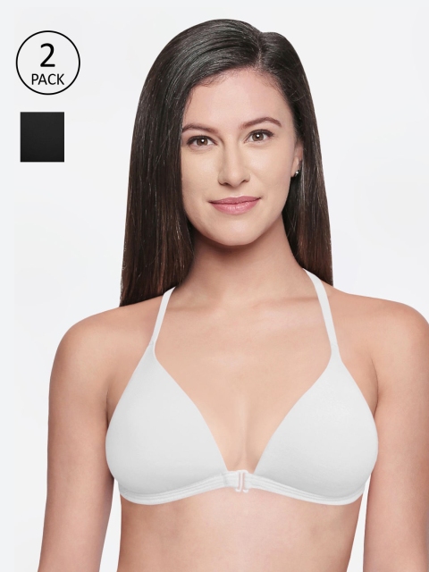 

Bodycare Pack of 2 Solid Non-Wired Heavily Padded Everyday Bra, Black