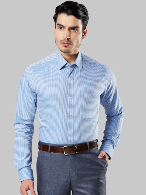 

Raymond Men Blue Slim Fit Checked Formal Shirt