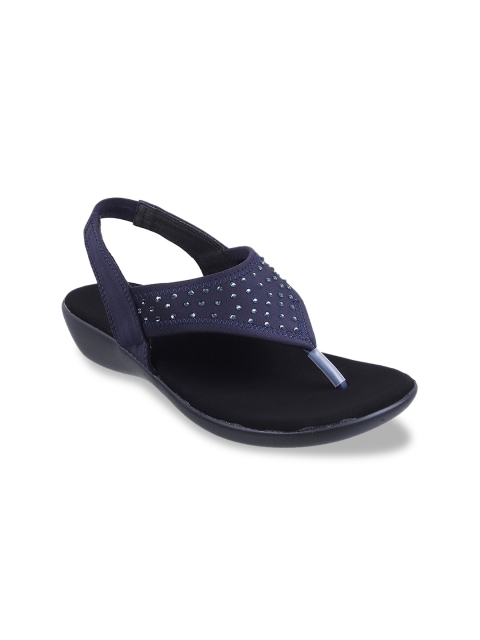 

Mochi Women Blue Embellished Open Toe Flats