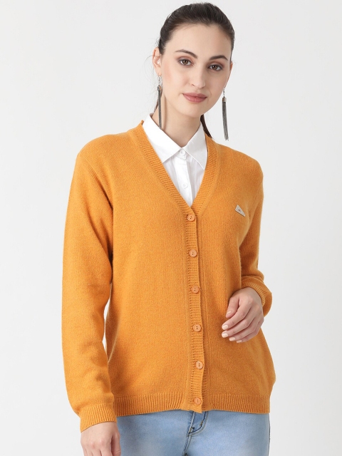 

Monte Carlo Women Mustard Yellow Solid Woolen Cardigan Sweater