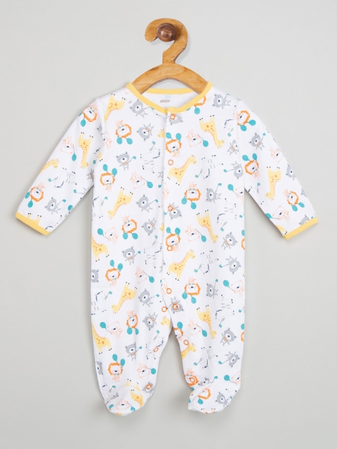 max Boys Infant Boys White & Yellow Printed Sleepsuit