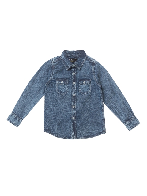 

Nick&Jess Boys Blue Slim Fit Faded Denim Casual Shirt