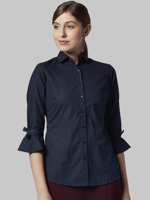 

Park Avenue Woman Women Navy Blue Regular Fit Printed Casual Shirt