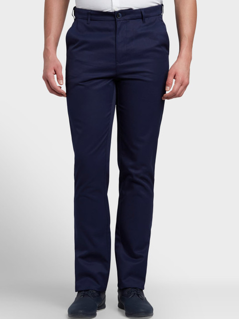 

ColorPlus Men Blue Tapered Fit Solid Regular Trousers
