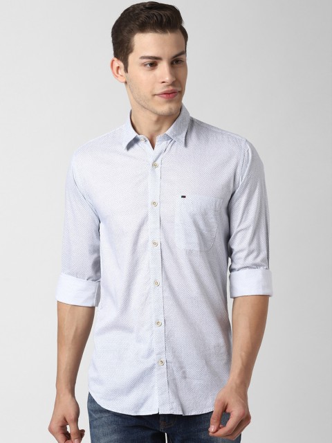 

Peter England Casuals Men Blue & Off-White Regular Fit Printed Casual Shirt