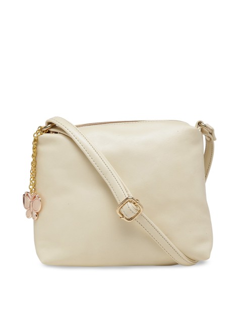 

Butterflies Cream-Coloured Solid Sling Bag
