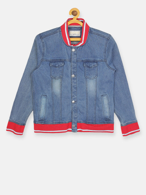 

Instafab Boys Blue Solid Windcheater Denim Jacket