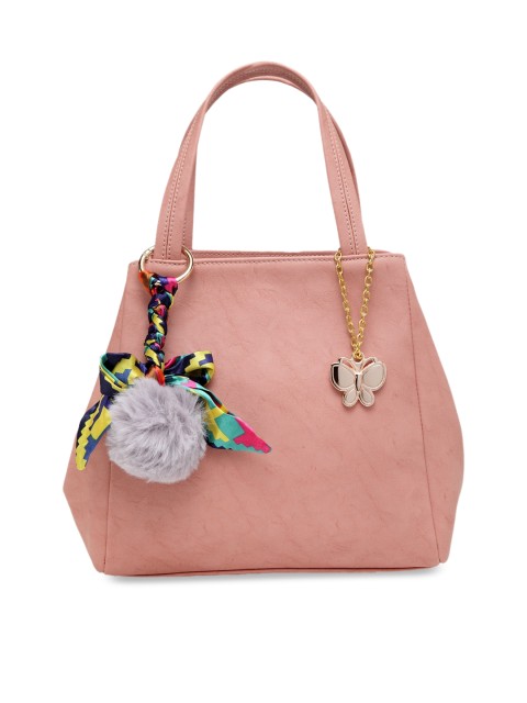 

Butterflies Peach-Coloured Solid Handheld Bag