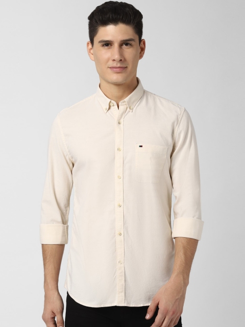 

Peter England Casuals Men Cream-Coloured Regular Fit Solid Casual Shirt