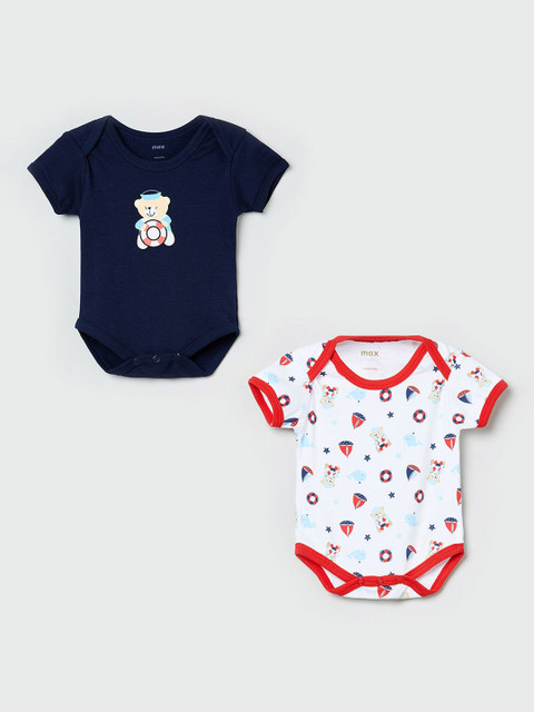 

max Infant Boys Pack Of 2 Printed Bodysuits, Blue