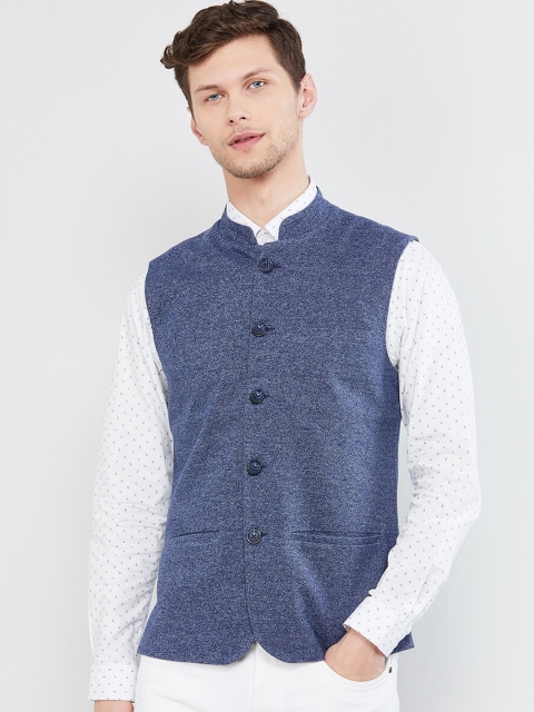 

MAX Men Blue Woven Design Waist Coat