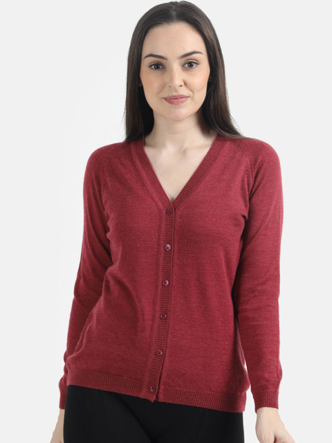 

Monte Carlo Women Maroon Pure Woolen Cardigan