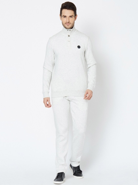 

Sweet Dreams Men White Self Design Tracksuit