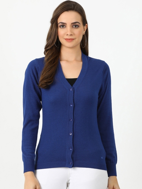 

Monte Carlo Women Blue Solid Cardigan Sweater