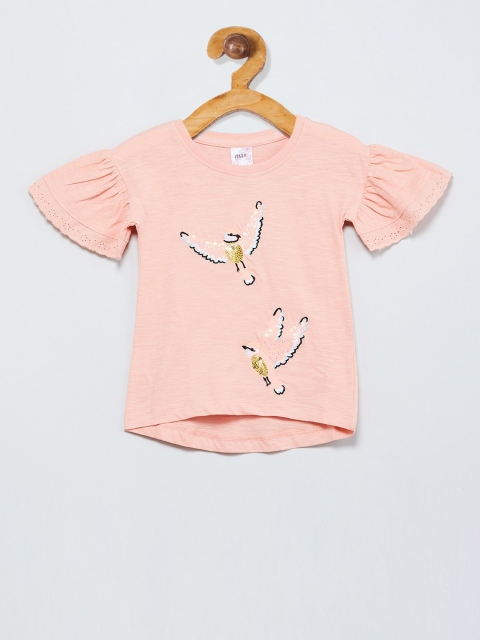 

max Girls Pink Embroidered Top