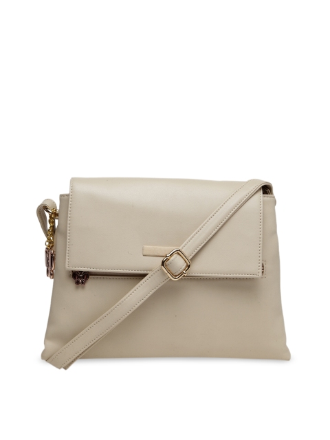 Butterflies Cream-Coloured Solid Sling Bag