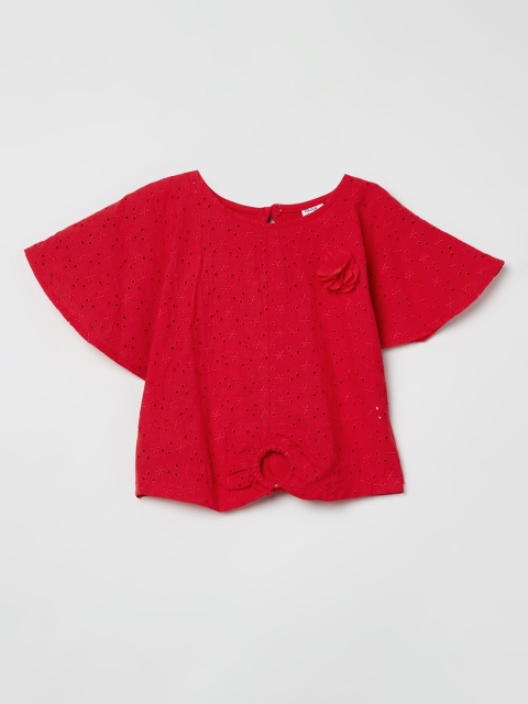 

max Girls Red Embroidered Top