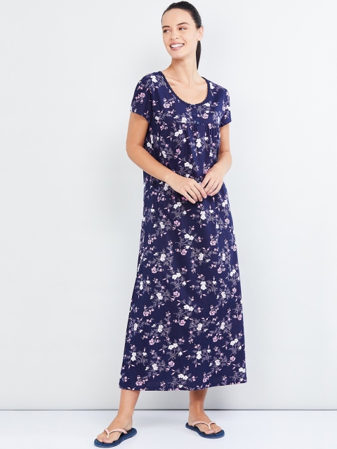 

max Navy Blue Floral Printed Nightdress