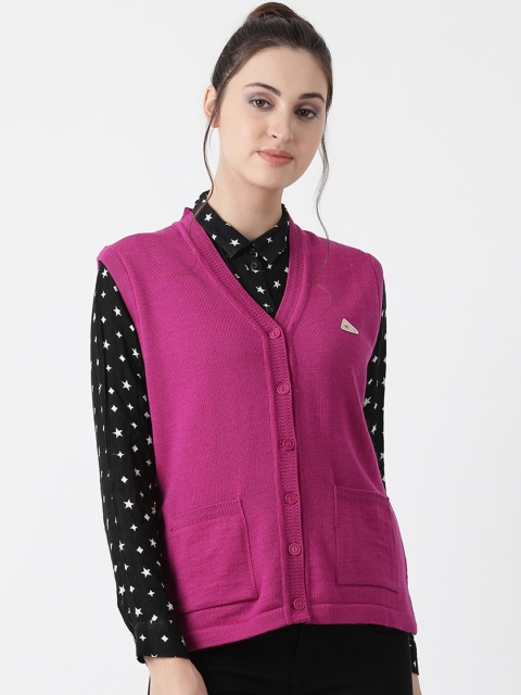 

Monte Carlo Women Pink Solid Woollen Cardigan Sweater