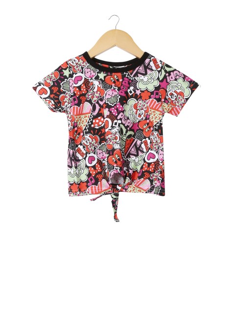 

Colt Girls Black Minnie Mouse Printed Round Collar T-shirt