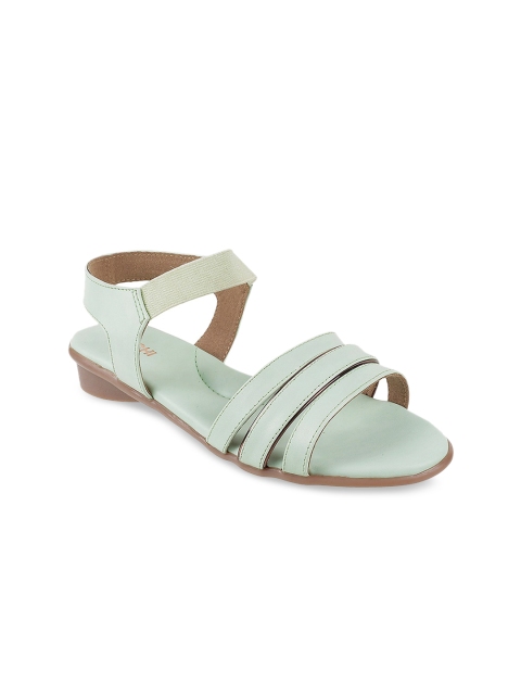 

Mochi Women Green Solid Open Toe Flats