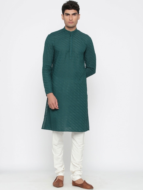 

Tistabene Men Green Embroidered Kurta with Churidar